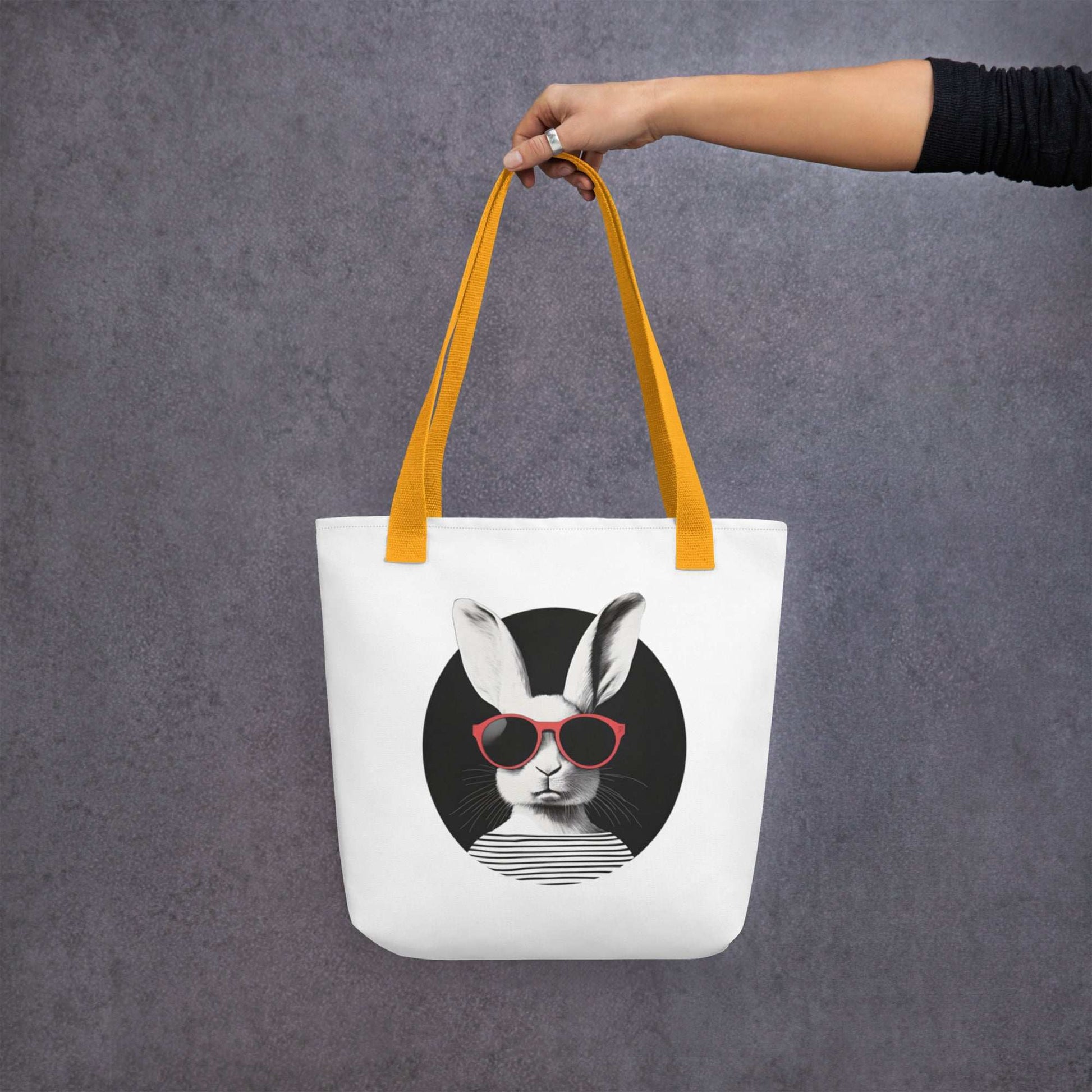 tote bag original pour passionnés d'animaux - anses jaunes