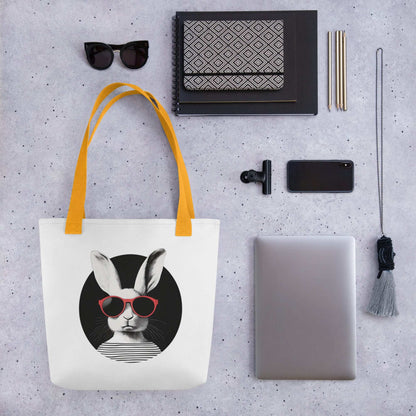 tote bag original pour passionnés de design et de nature - anses jaunes