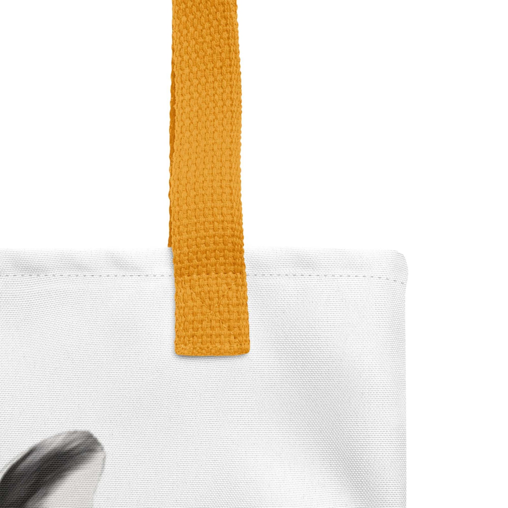 tote bag Jean-Paul design lapin - zoom anses jaunes