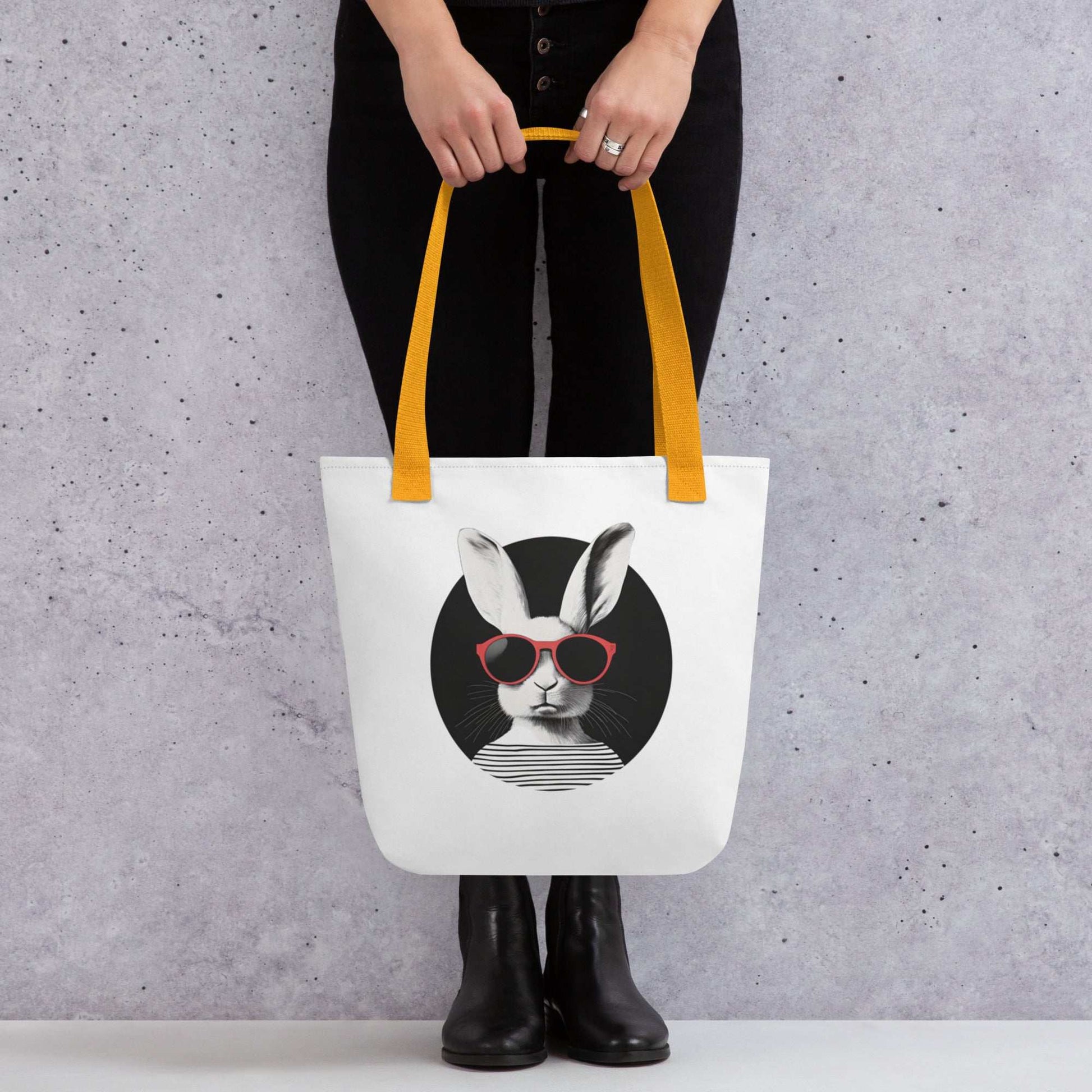 tote bag Jean-Paul animal hipster - anses jaunes