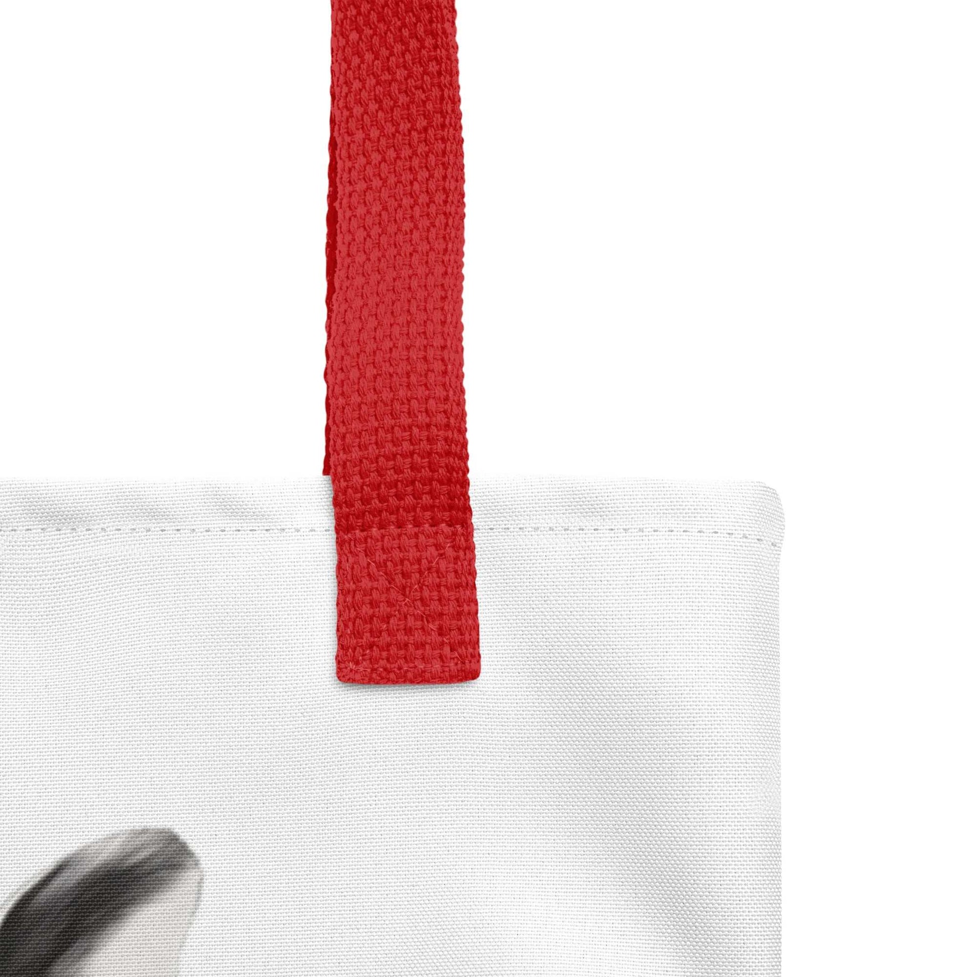 tote bag Jean-Paul design lapin - zoom anses rouges