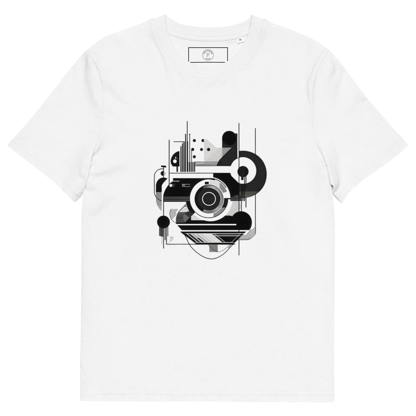 T-shirt bio unisexe “Musique Bauhaus” – illustration géométrique abstraite noir et blanc
