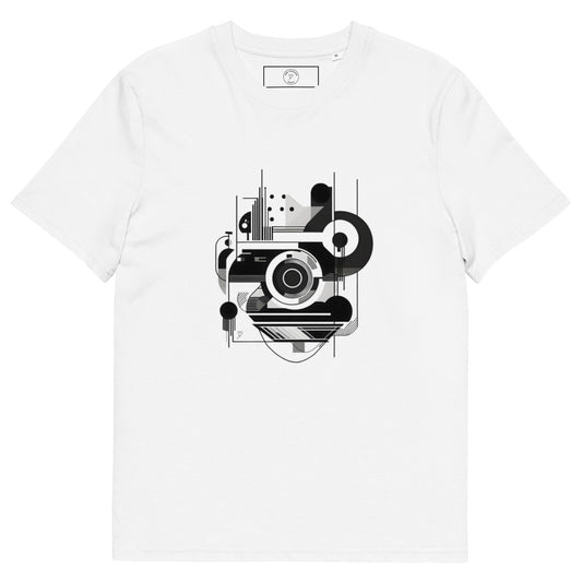 T-shirt bio unisexe “Musique Bauhaus” – illustration géométrique abstraite noir et blanc