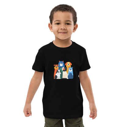 Illustration joyeuse chiens pour enfant – T-shirt Idée Passion - fond noir
