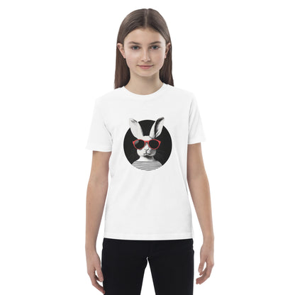 Chemise rayée noir et blanc du lapin sur T-shirt enfant bio “Jean-Paul”