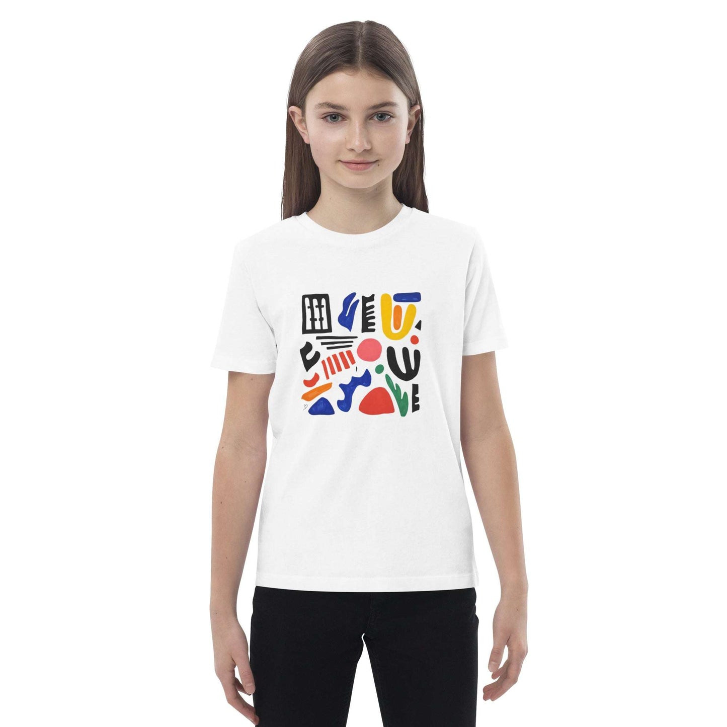 T-shirt bio enfant “La danse des formes” porté fille