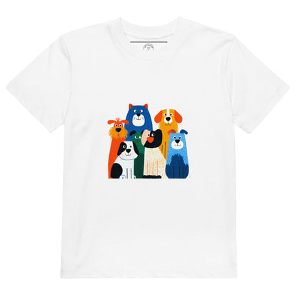 T-shirt enfant coton bio illustration chiens multicolores “La meute du bonheur”