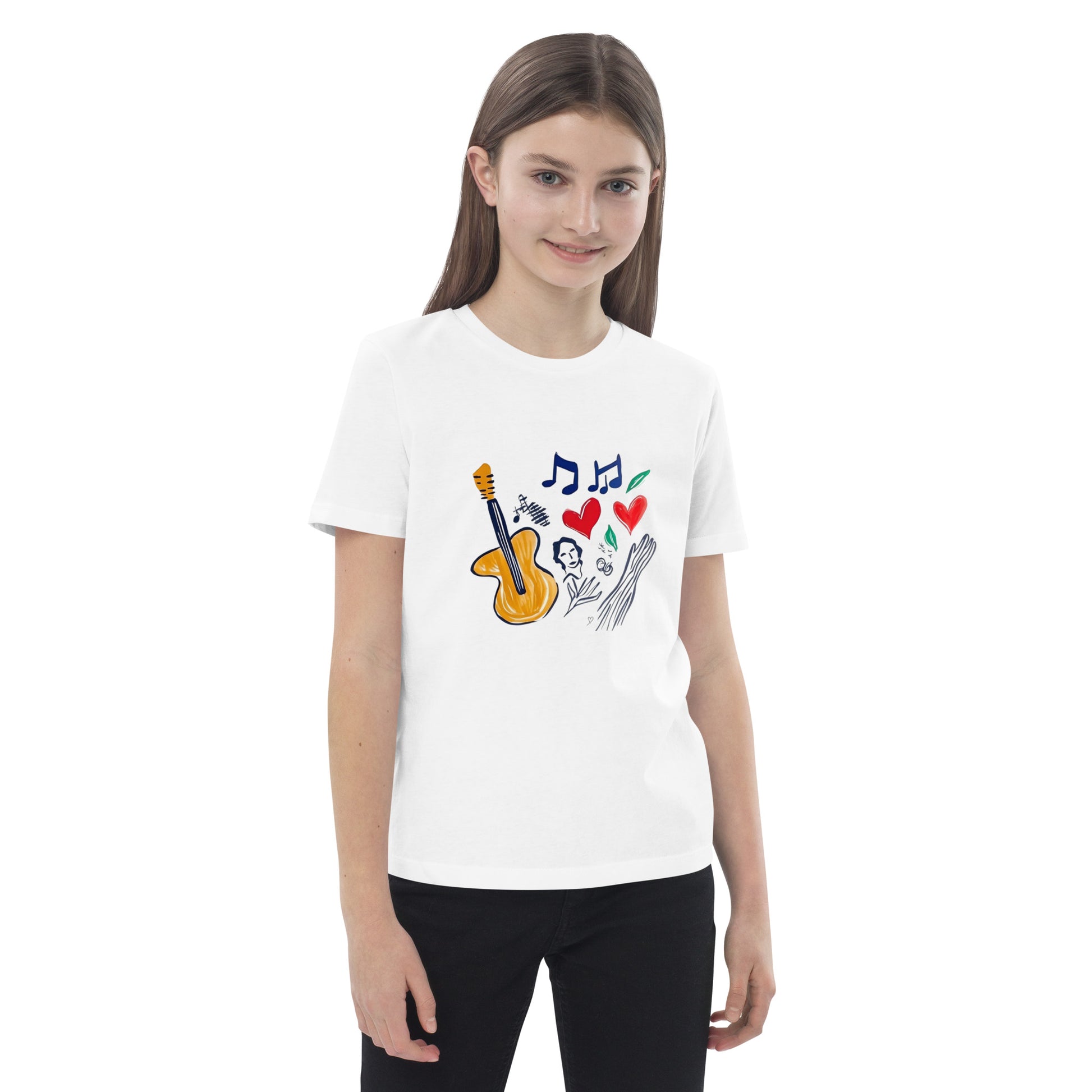 Illustration colorée et joyeuse “Le Concert” sur T-shirt enfant bio