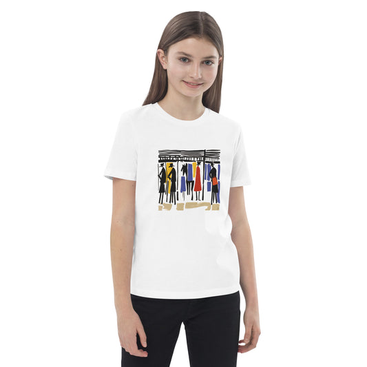 Motif de cavalier abstrait sur le T-shirt “Les Écuries” – style graphique moderne