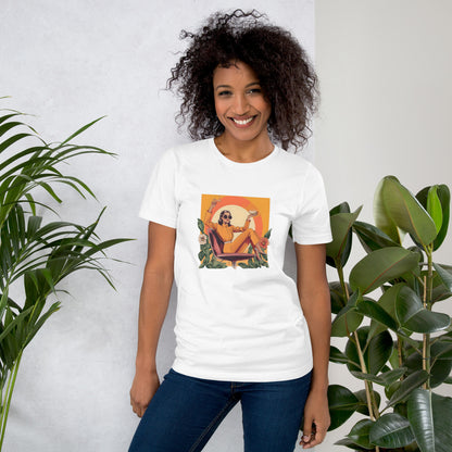 Vue de face du t-shirt unisexe rétro Mrs Watson – style vintage et élégant - blanc