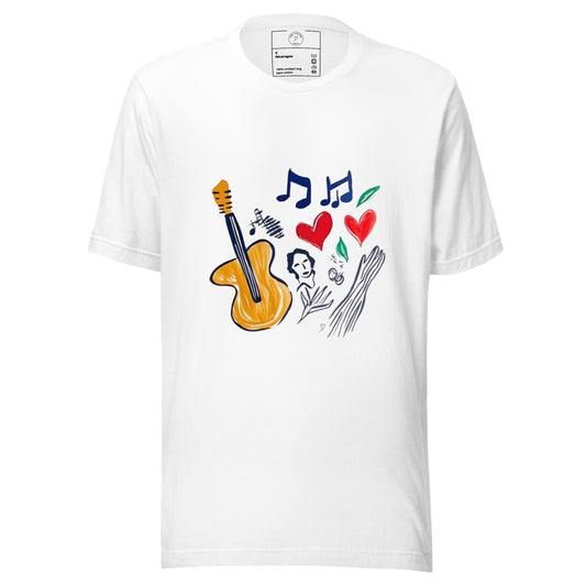 T-shirt unisexe illustration musique guitare et notes colorées